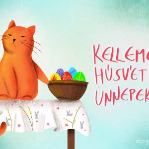 húsvéti vicces grumpy cat képeslap